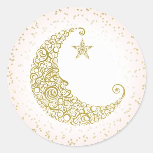 Twinkle Little Star Gold Moon Sticker Roze (Voorkant)