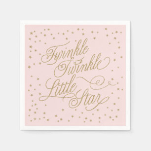 Twinkle Little Star Gold & Pink Girl Baby shower Servetten