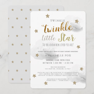 Twinkle Little Star Grey Drive-by Baby shower Kaart
