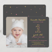 Twinkle Little Star Invitations pour le premier an (Devant / Derrière)