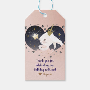 Twinkle Little Star Konijn Perzik Baby Shower Cadeaulabel