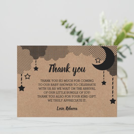 Twinkle Little Star Kraft Baby shower Dank u Bedankkaart (Staand voorkant)