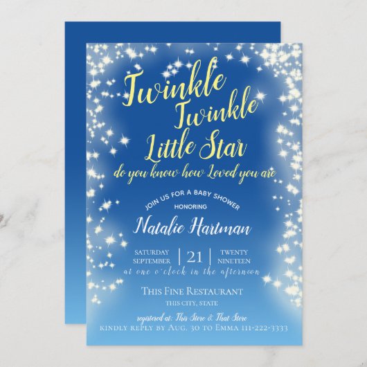 Twinkle Little Star Krijtbord Sparkle Kaart (Voorkant / Achterkant)