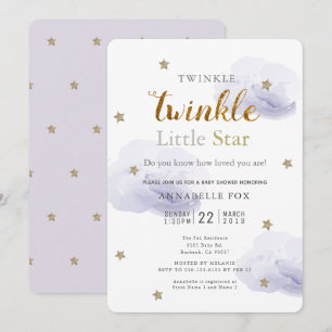 Twinkle Little Star Lavender Baby shower Kaart