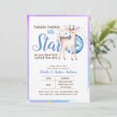 Twinkle Little Star Little Deer Blue Gold Modern Kaart (Staand voorkant)