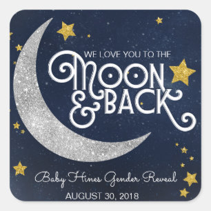 Twinkle Little Star Maan & Terug Baby Shower Vierkante Sticker