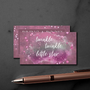 Twinkle Little Star   Mauve Pink Grey Breng een bo Informatiekaartje