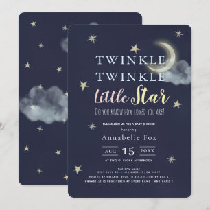 Twinkle Little Star Midnight Blue Baby shower Kaart