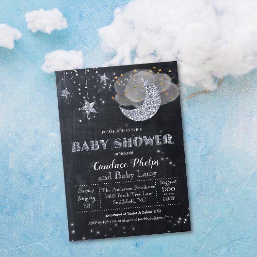Twinkle Little Star Moon Baby shower Invitation Kaart