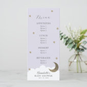 Twinkle Little Star Moon Lila Baby shower Menu (Staand voorkant)