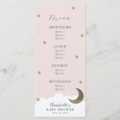 Twinkle Little Star Moon Roze Baby shower Menu (Voorkant)