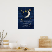 Twinkle Little Star Navy Baby Nursery Birth Stats Poster (Keuken)