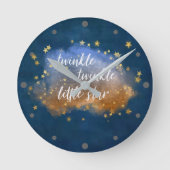 Twinkle Little Star | Navy Blue Copper Gold Dust Ronde Klok (Voorkant)