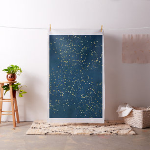 Twinkle Little Star Navy Blue Copper Gold Dust Stof