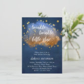 Twinkle Little Star | Neutraal blauw koper en goud Kaart (Staand voorkant)
