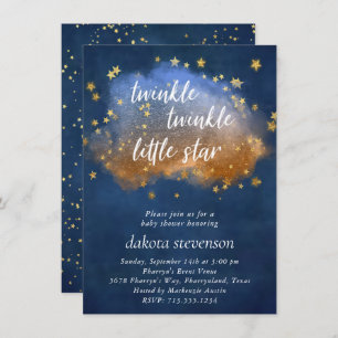 Twinkle Little Star   Neutraal blauw koper en goud Kaart
