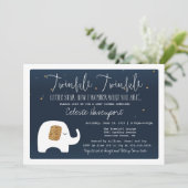 Twinkle Little Star Olifant Baby shower Invite Kaart (Staand voorkant)