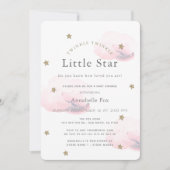 Twinkle Little Star Pink Baby shower Invitation Kaart (Voorkant)
