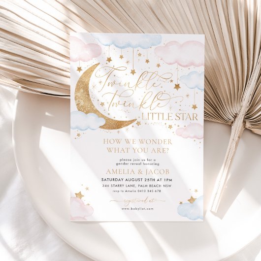Twinkle Little Star Pink Blue Gender onthulling Kaart