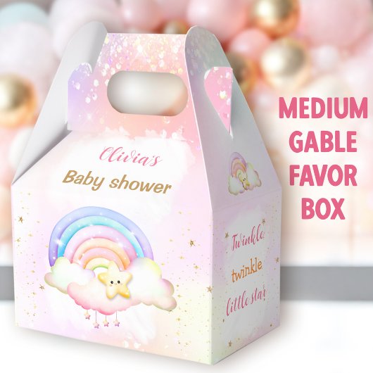 Twinkle Little Star Rainbow Baby shower Medium Bedankdoosjes