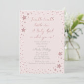 Twinkle Little Star Roos Gold Girl Baby shower Kaart (Staand voorkant)