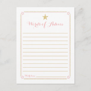 Twinkle Little Star Roze Goud Baby shower Advies Briefkaart