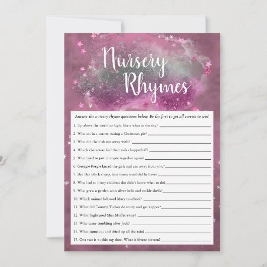 Twinkle Little Star | Roze grijze kalk Kaart (Voorkant)