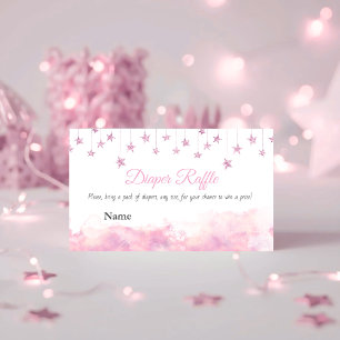 Twinkle Little Star Roze Meisje Baby Shower Luier Informatiekaartje
