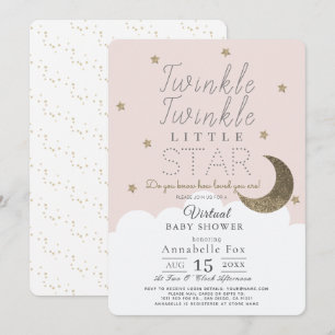Twinkle Little Star Roze Meisje Virtual Baby showe Kaart