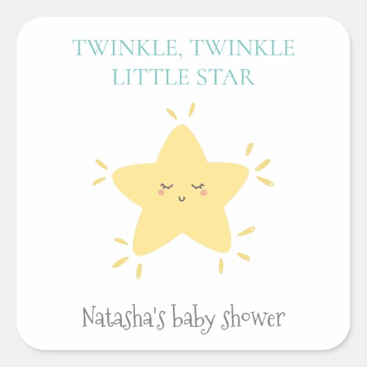 Twinkle Little Star Schattige kinderkamer Rhyme Ba Vierkante Sticker (Voorkant)