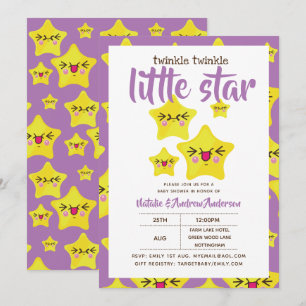 Twinkle Little Star Shower Paars Geel Modern Cute Kaart
