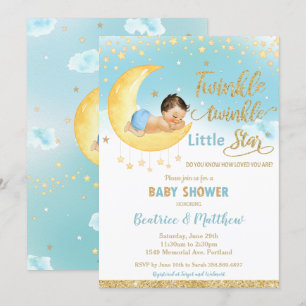 Twinkle Little Star Sleeping Baby shower Boy Kaart