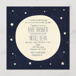 Twinkle Little Star Sterrenhemel & Maan Baby Showe Kaart