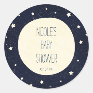 Twinkle Little Star Sterrennacht & Maan Baby Showe Ronde Sticker