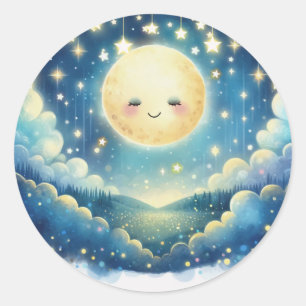 Twinkle Little Star Watercolor Baby Shower Ronde Sticker