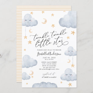 Twinkle Little Star Yellow Stripes Baby shower Kaart