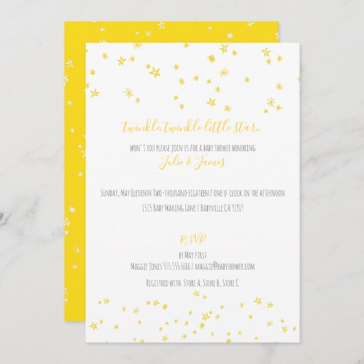Twinkle Little Stars Baby Shower Invitations (Devant / Derrière)