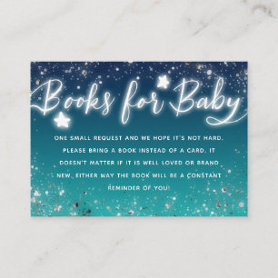 Twinkle Little Stars Blue Baby shower Book Request Informatiekaartje