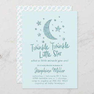 Twinkle Little Stars Mint Baby shower Kaart