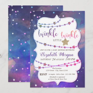 Twinkle Little Stars Paint Splash Baby shower Kaart