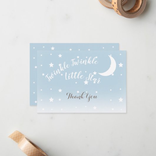 Twinkle petit étoile bleu merci cartes pour notes (Devant/Arrière en situation)
