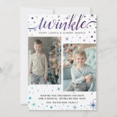 TWINKLE Sneeuwpatroon | Paars en Blauwgroen Feestdagenkaart (Voorkant)