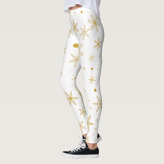 Twinkle Snowflake 3 - Goud & wit- Leggings (Links)