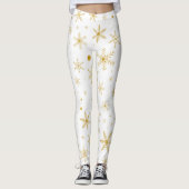 Twinkle Snowflake 3 - Goud & wit- Leggings (Voorkant)