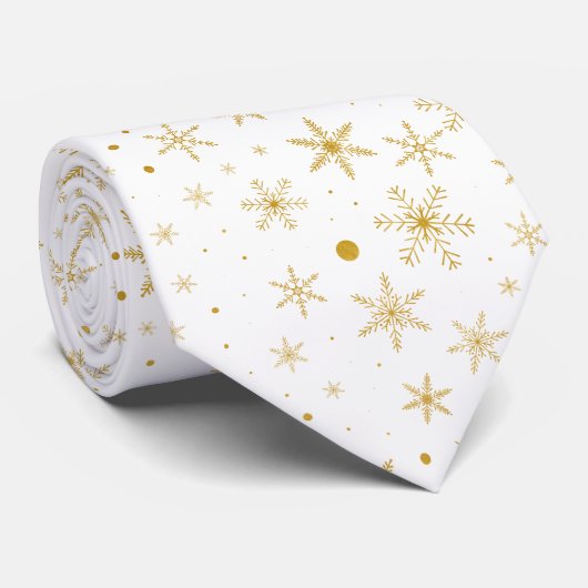Twinkle Snowflake 3 - Goud & wit- Stropdas (Opgerold)