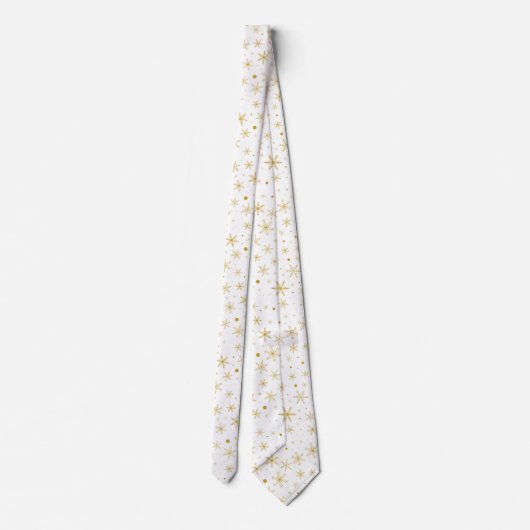 Twinkle Snowflake 3 - Goud & wit- Stropdas (Achterkant)