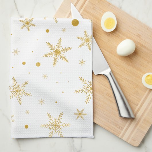 Twinkle Snowflake 3 - Goud & wit- Theedoek (Quarter Fold)