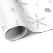 Twinkle Snowflake -Silver Grey & White- Cadeaupapier (Rol Hoek)