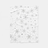 Twinkle Snowflake -Silver Grey & White- Fleece Deken (Voorkant)
