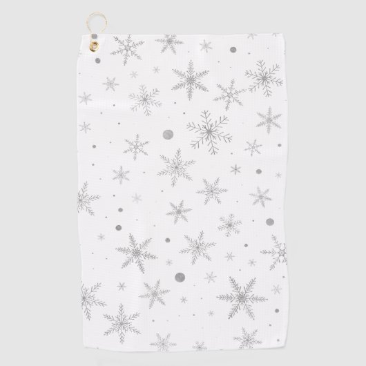 Twinkle Snowflake -Silver Grey & White- Golfhanddoek (Voorkant)